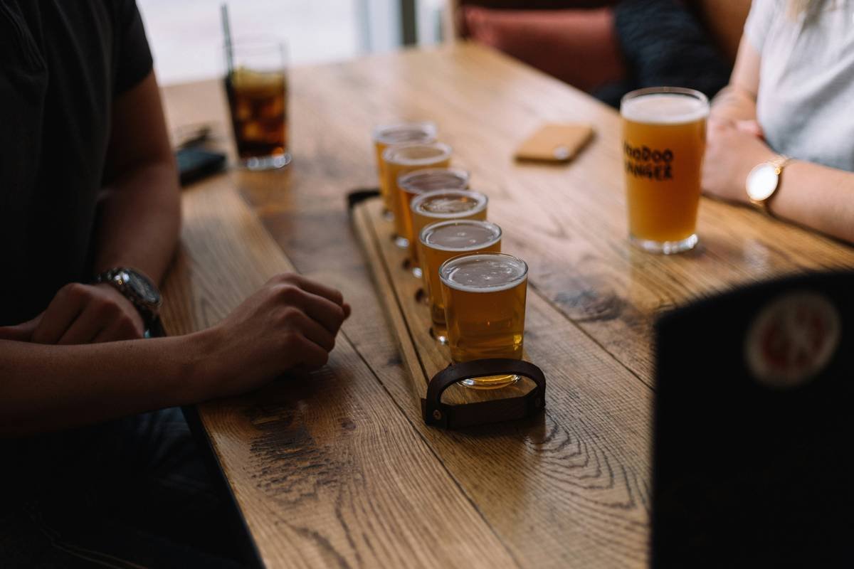Craft beer flight in Little Creatures bar in London